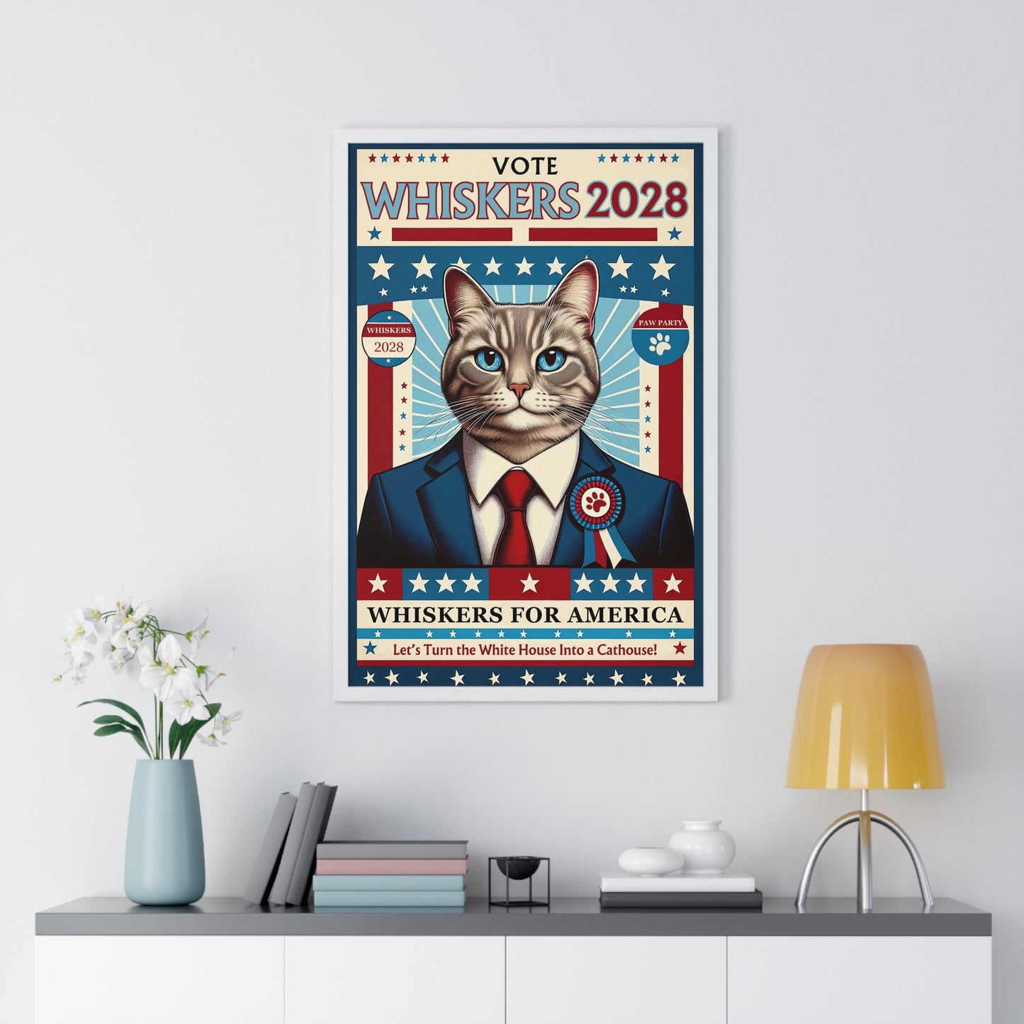 “Whiskers for President" - Framed Poster (3 Sizes)