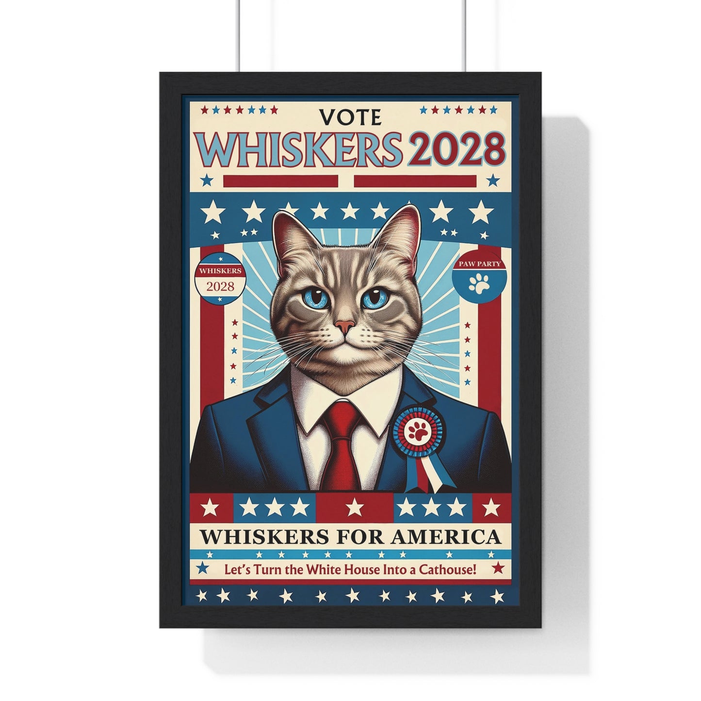 “Whiskers for President" - Framed Poster (3 Sizes)
