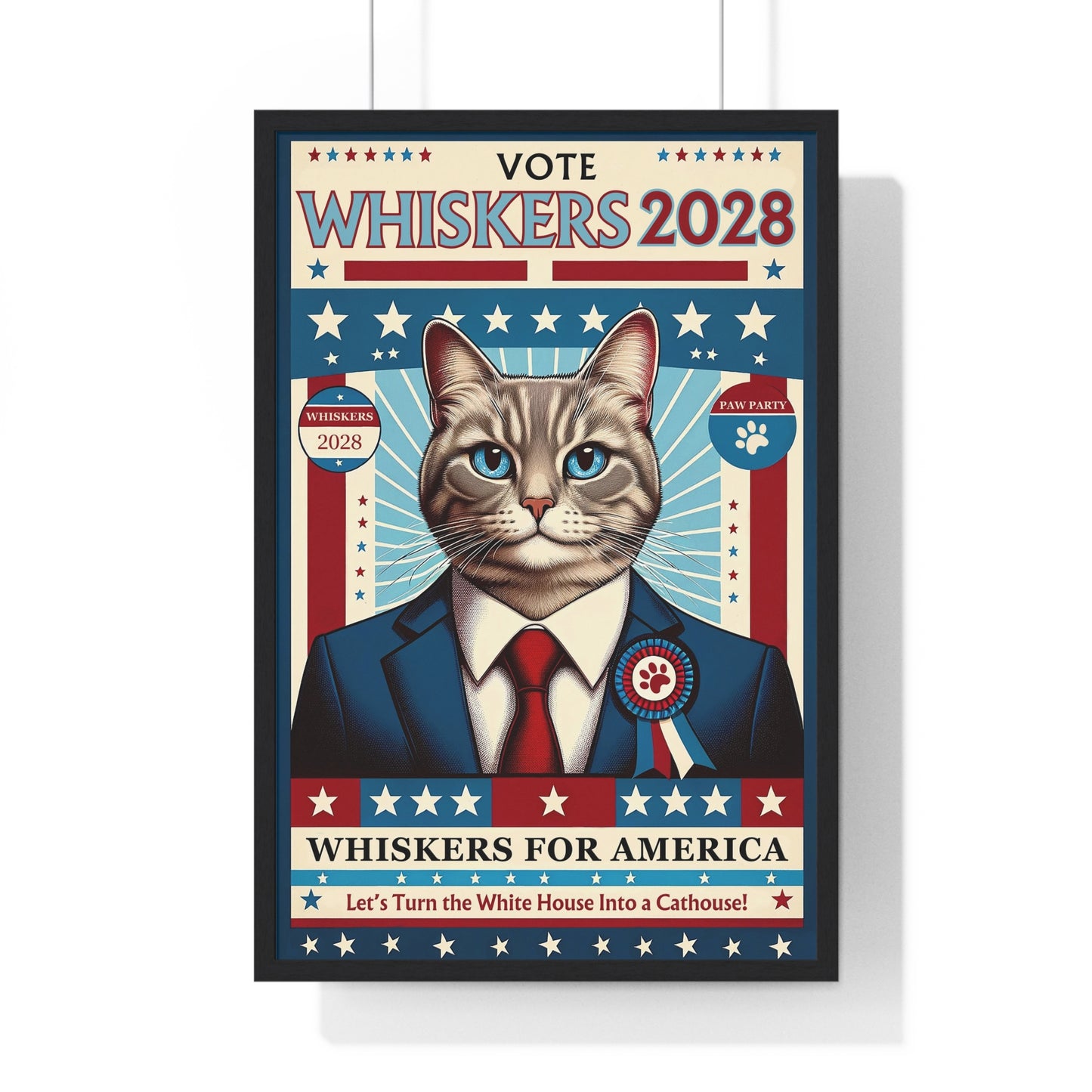 “Whiskers for President" - Framed Poster (3 Sizes)