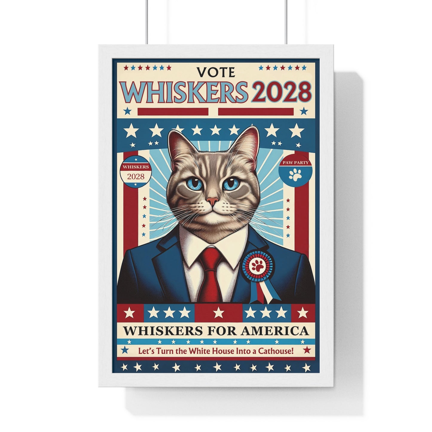 “Whiskers for President" - Framed Poster (3 Sizes)