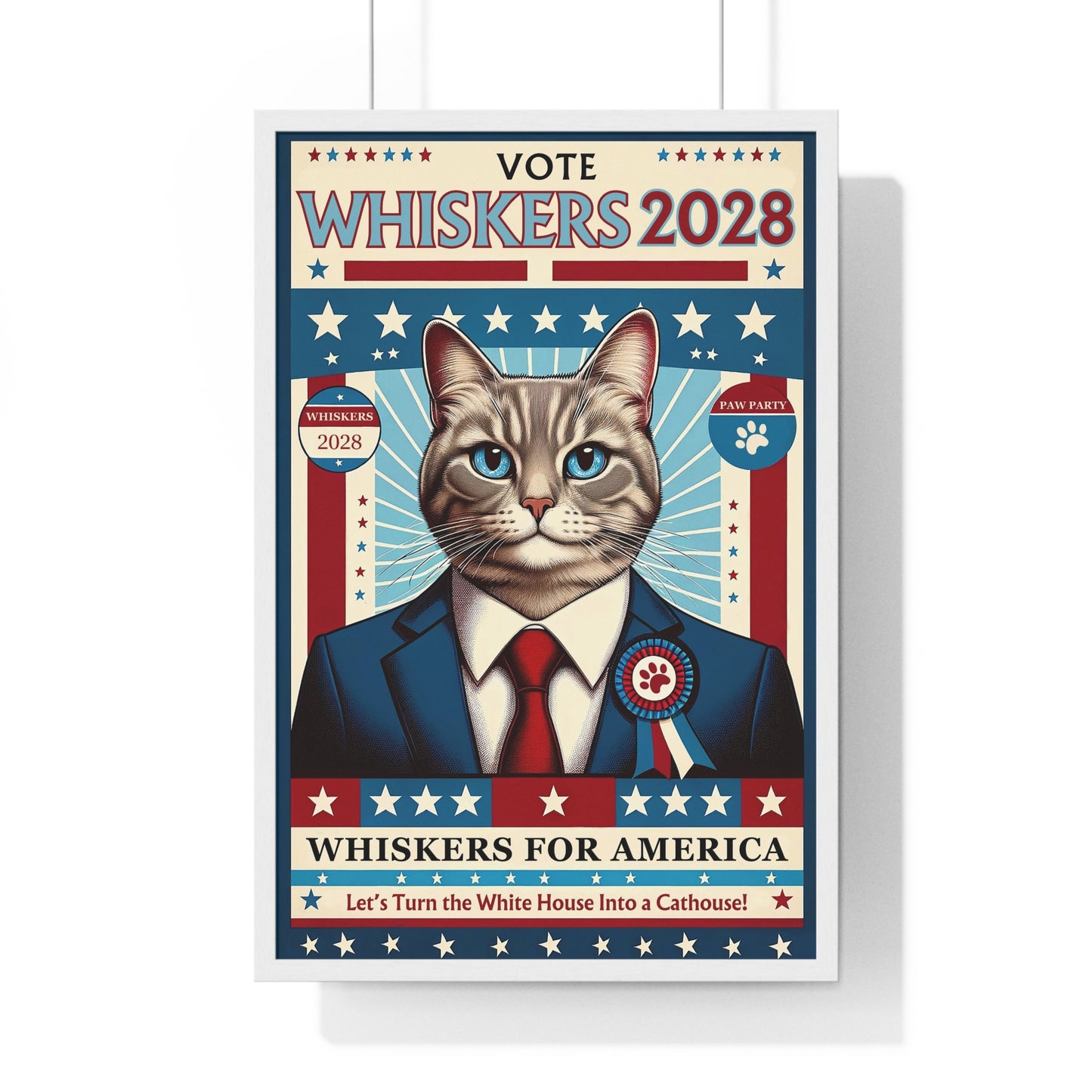 “Whiskers for President" - Framed Poster (3 Sizes)