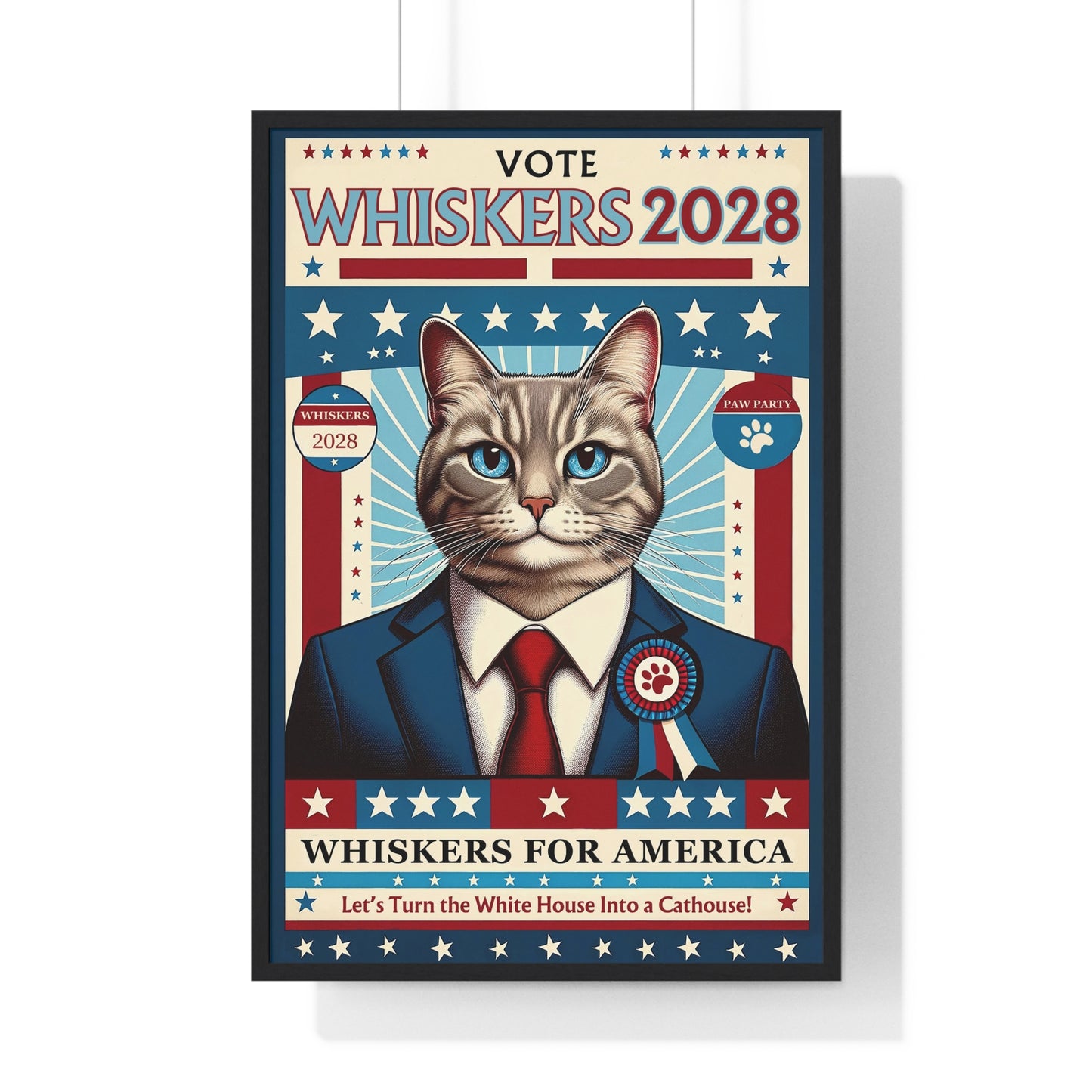 “Whiskers for President" - Framed Poster (3 Sizes)