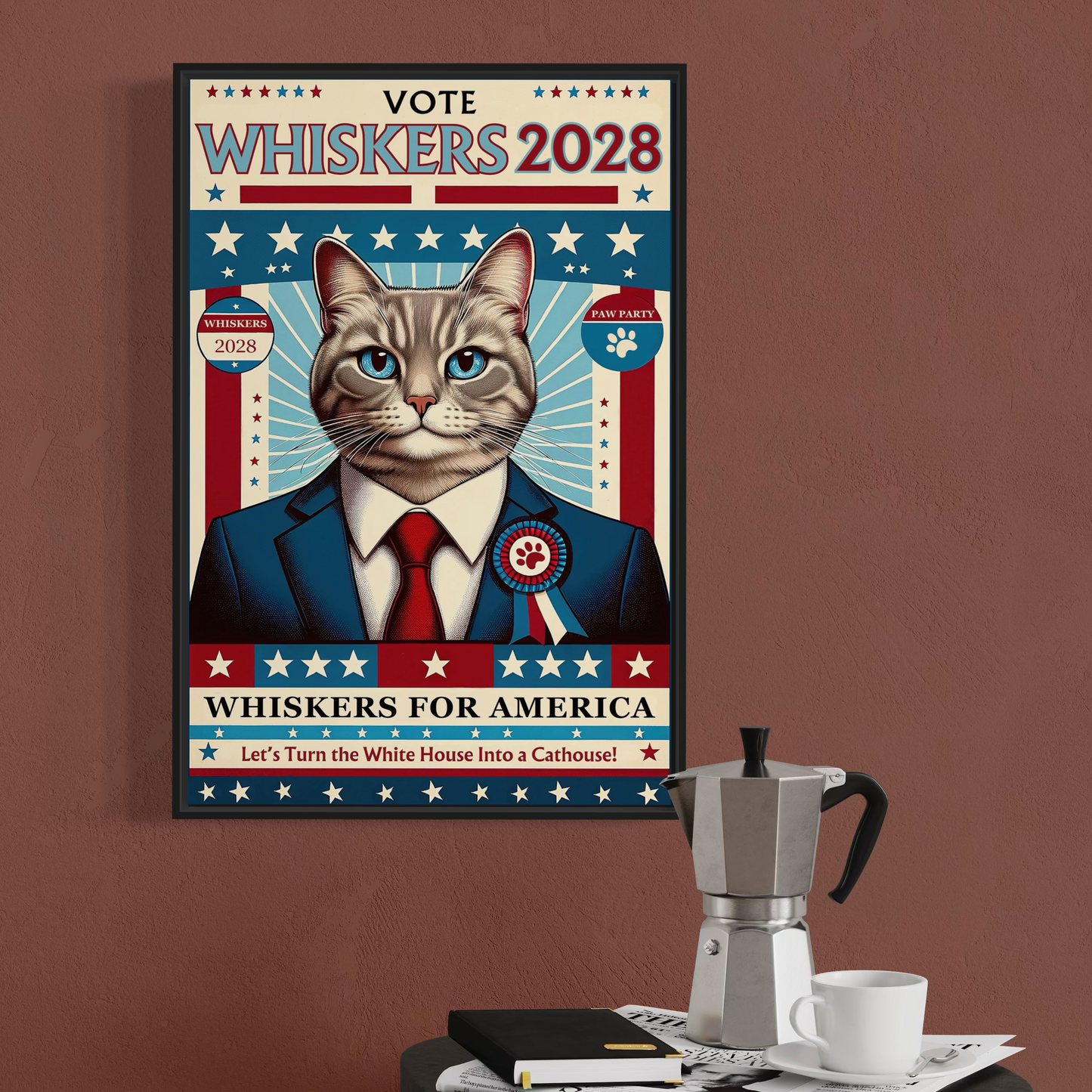 “Whiskers for President" - Framed Poster (3 Sizes)