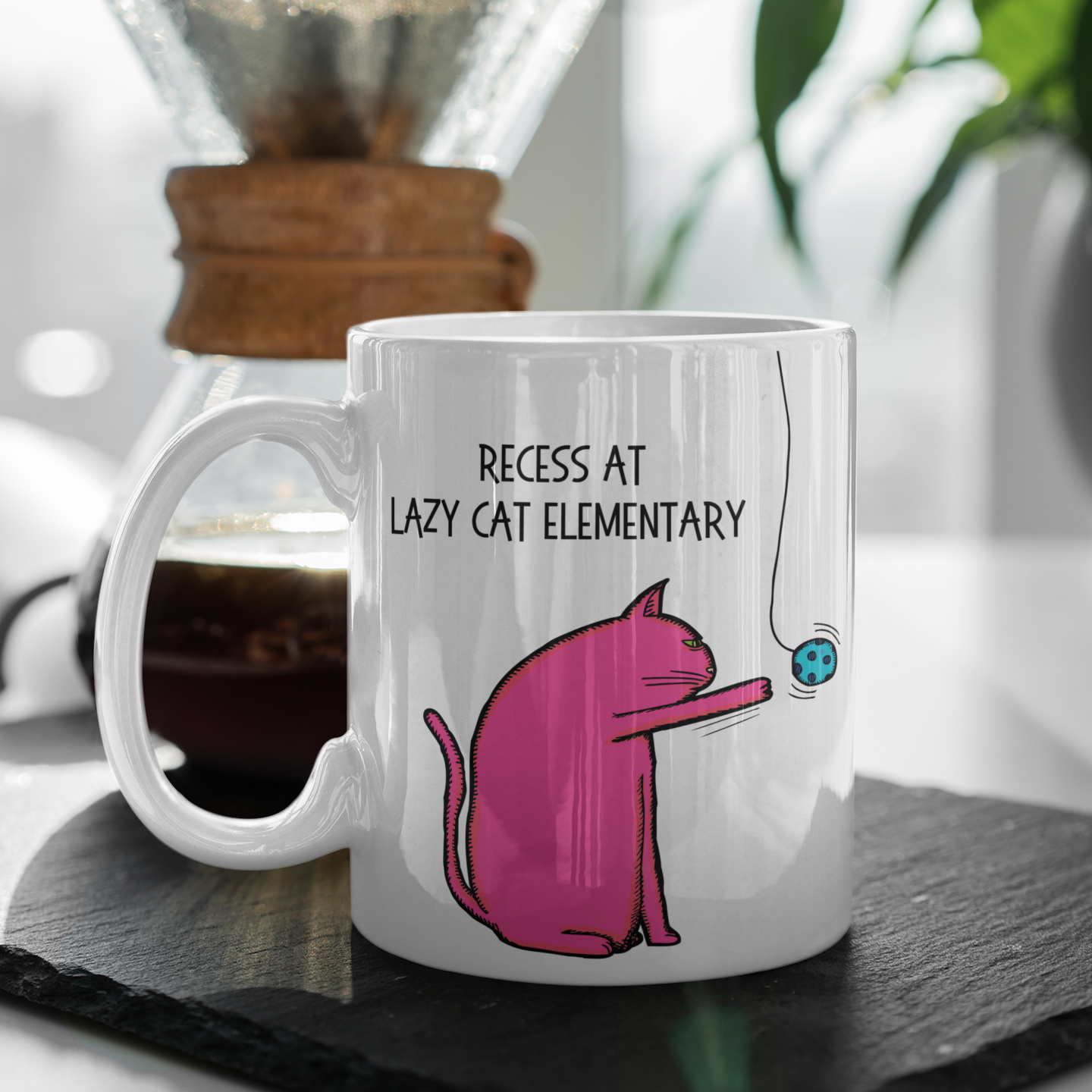 "Lazy Cat Elementary" - White Glossy Mug (3 sizes)