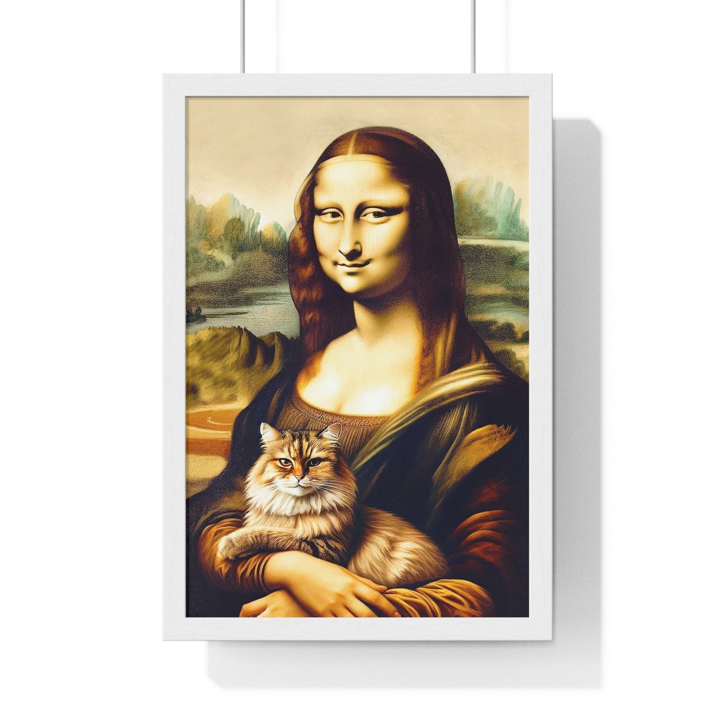 “Mona Lisa + Cat" - Framed Poster (3 Sizes)