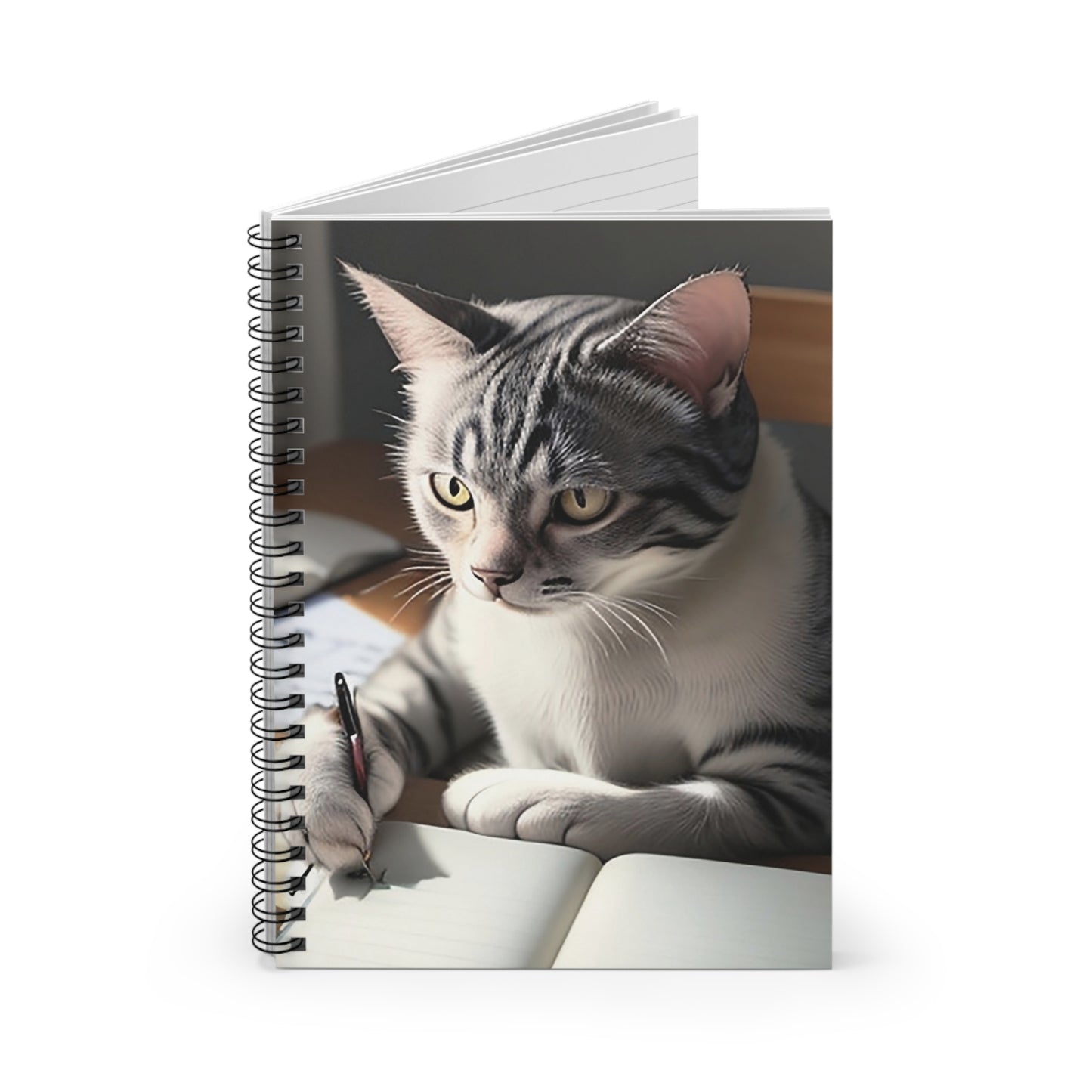 "Journaling Cat" - Lined Spiral Notebook