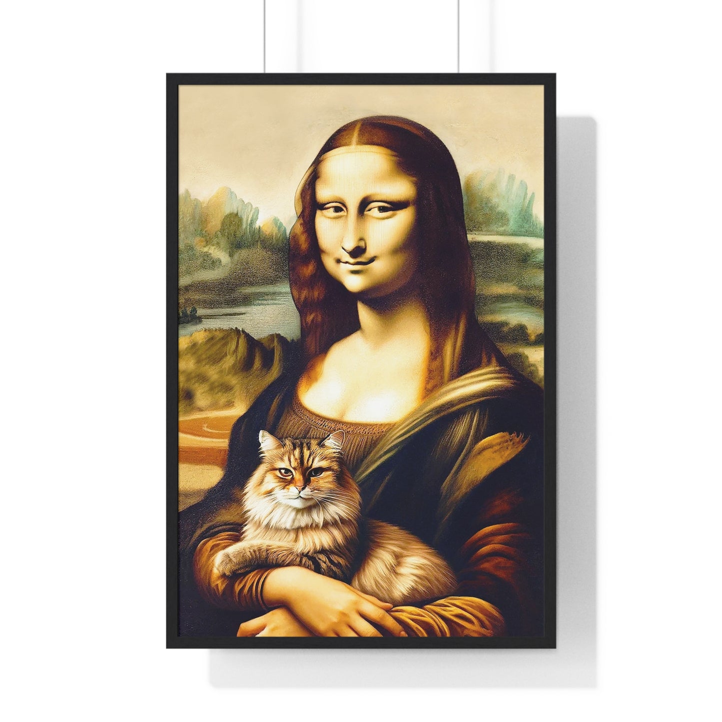 “Mona Lisa + Cat" - Framed Poster (3 Sizes)