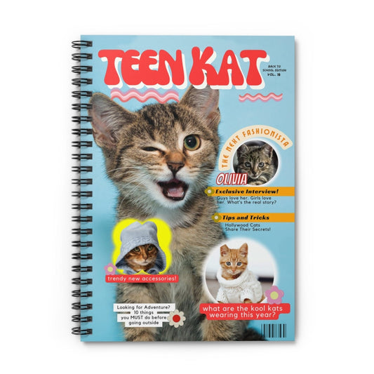 "Teen Cat" - Lined Spiral Notebook