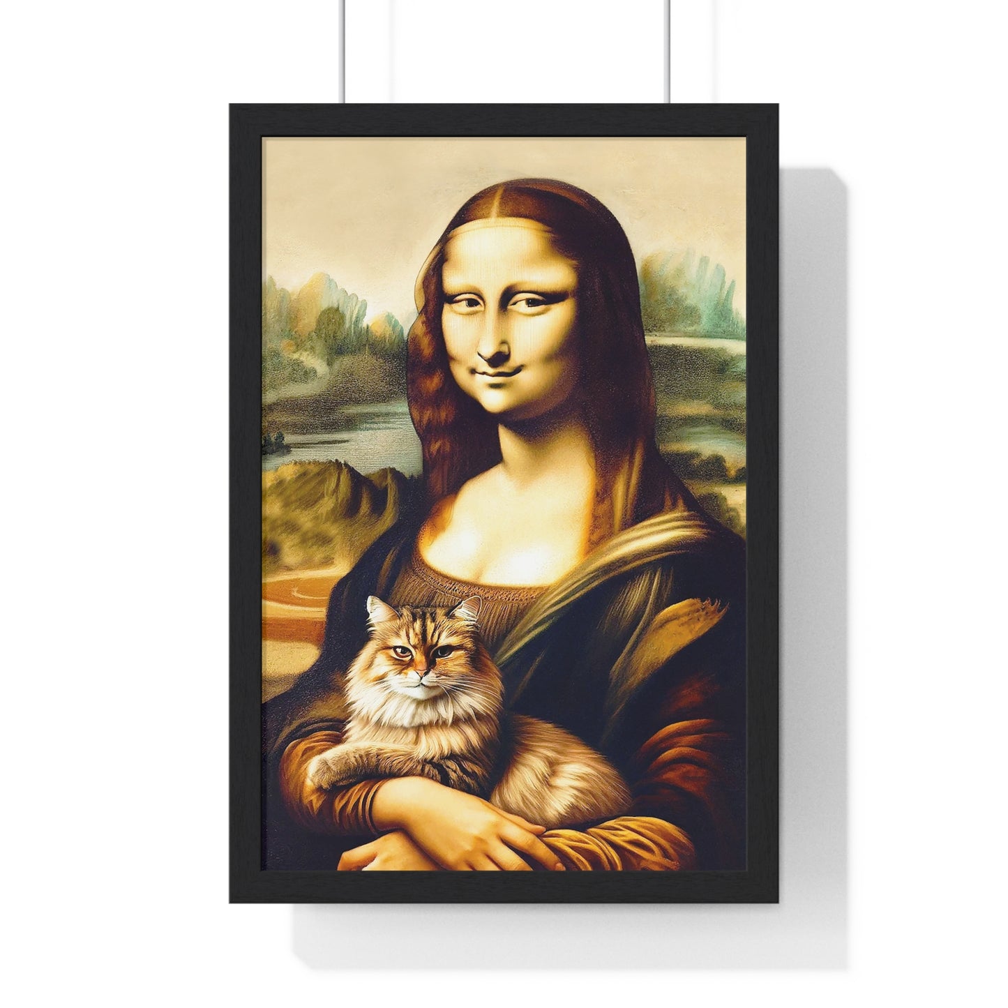 “Mona Lisa + Cat" - Framed Poster (3 Sizes)