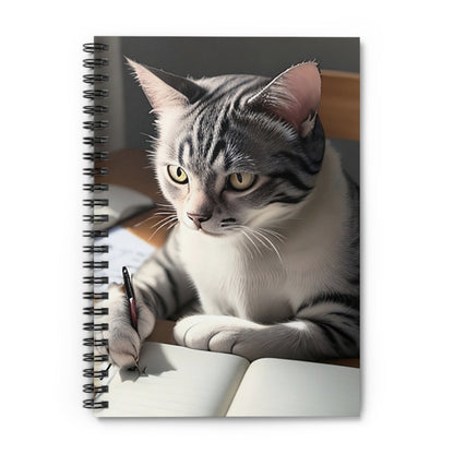 "Journaling Cat" - Lined Spiral Notebook