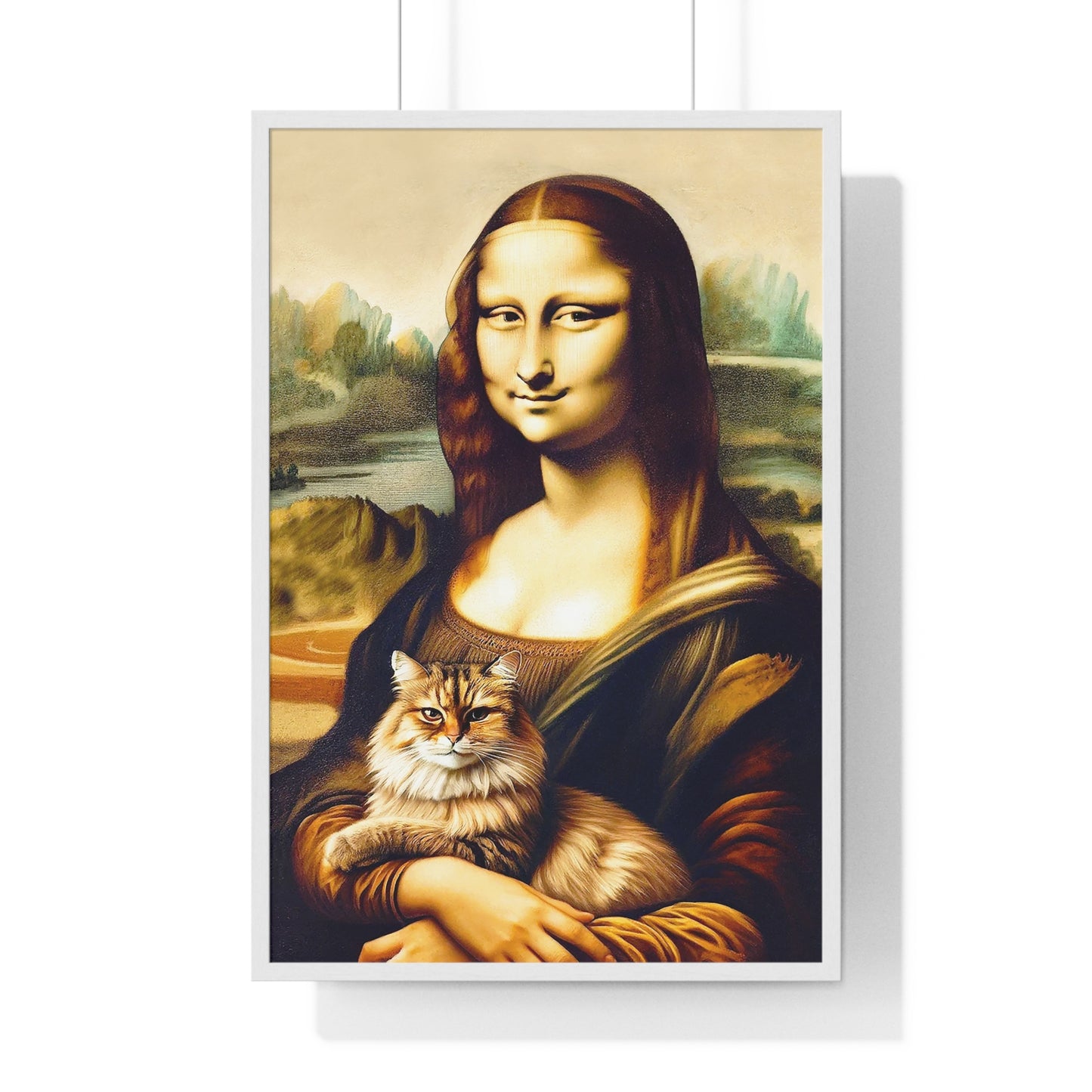 “Mona Lisa + Cat" - Framed Poster (3 Sizes)