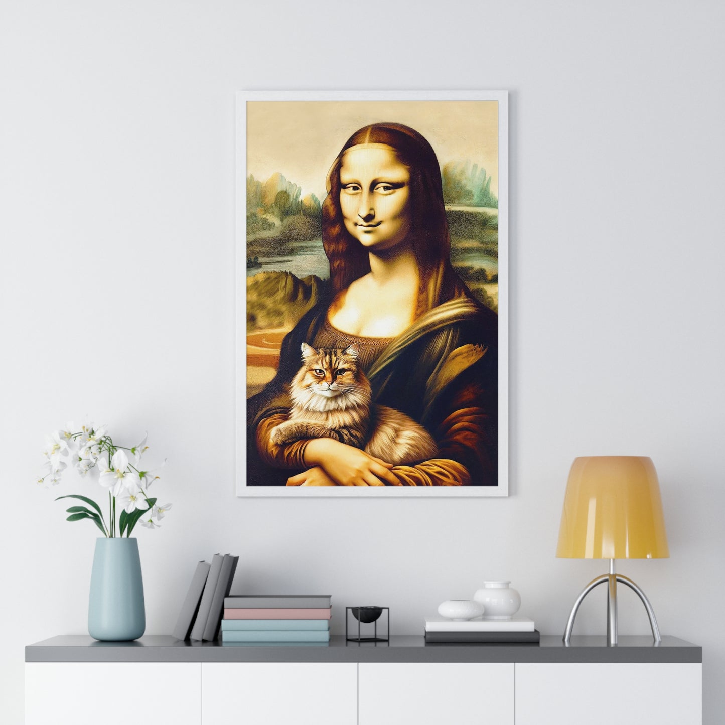 “Mona Lisa + Cat" - Framed Poster (3 Sizes)