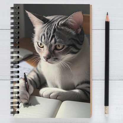 "Journaling Cat" - Lined Spiral Notebook