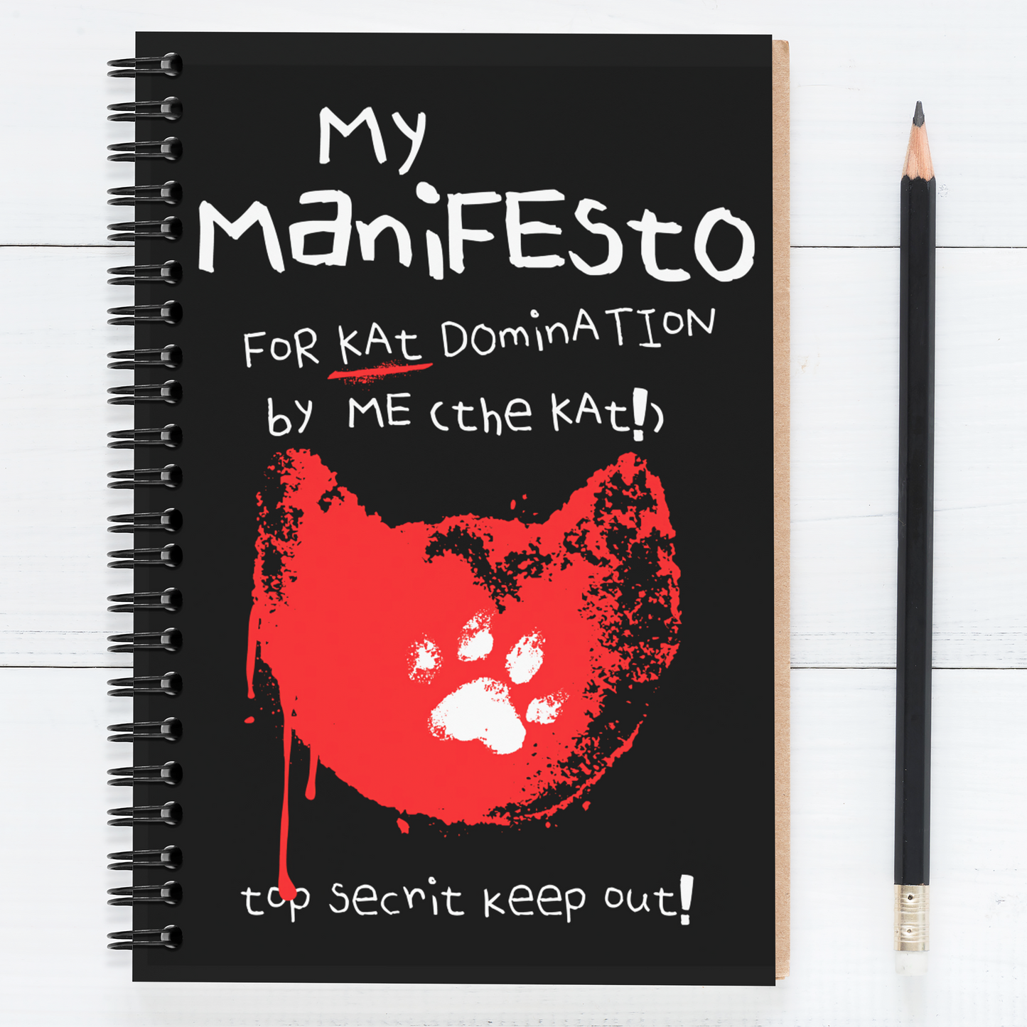 "Kat Manifesto" - Lined Spiral Notebook