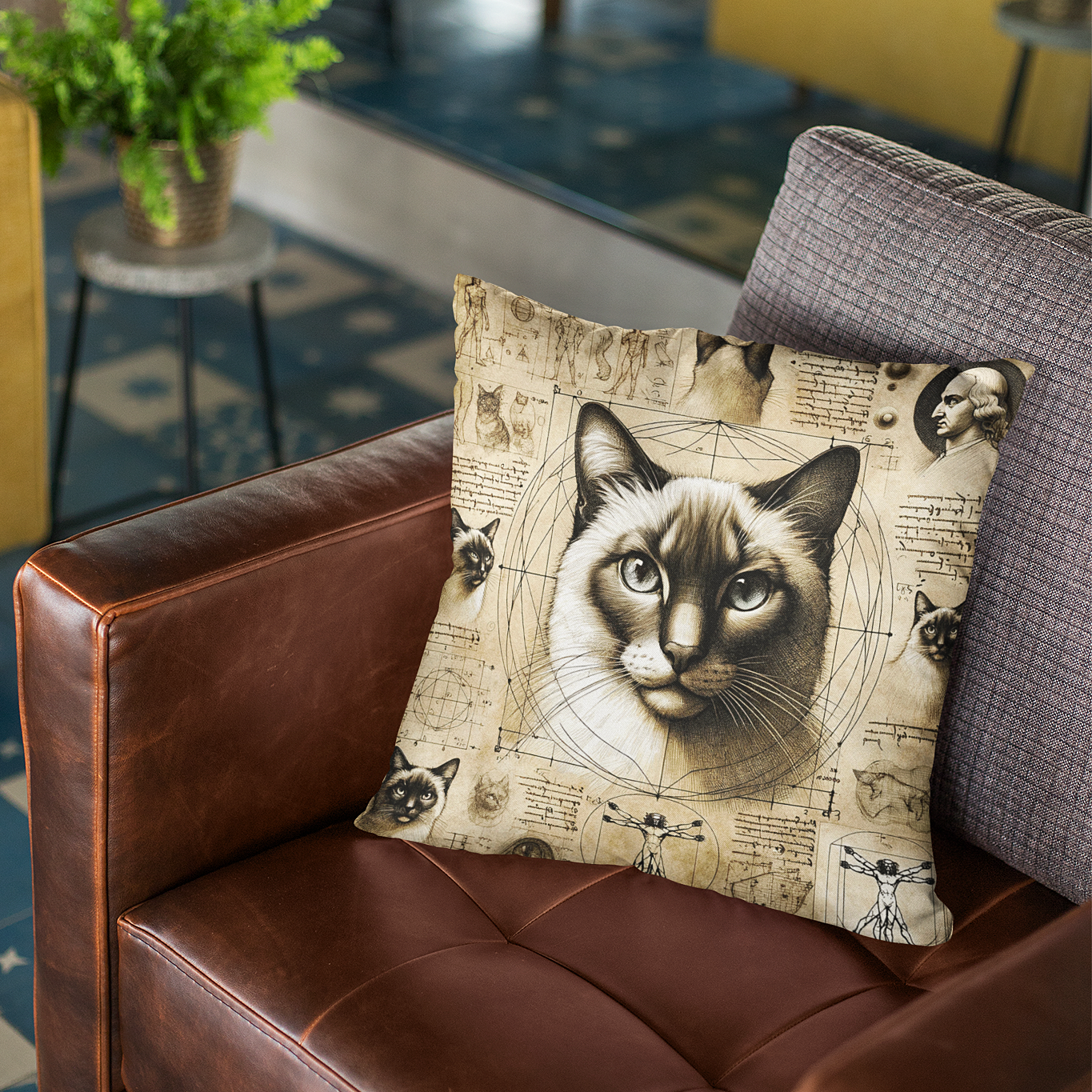 "Cat Study" - Throw Pillow (2 sizes)