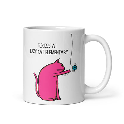 "Lazy Cat Elementary" - White Glossy Mug (3 sizes)